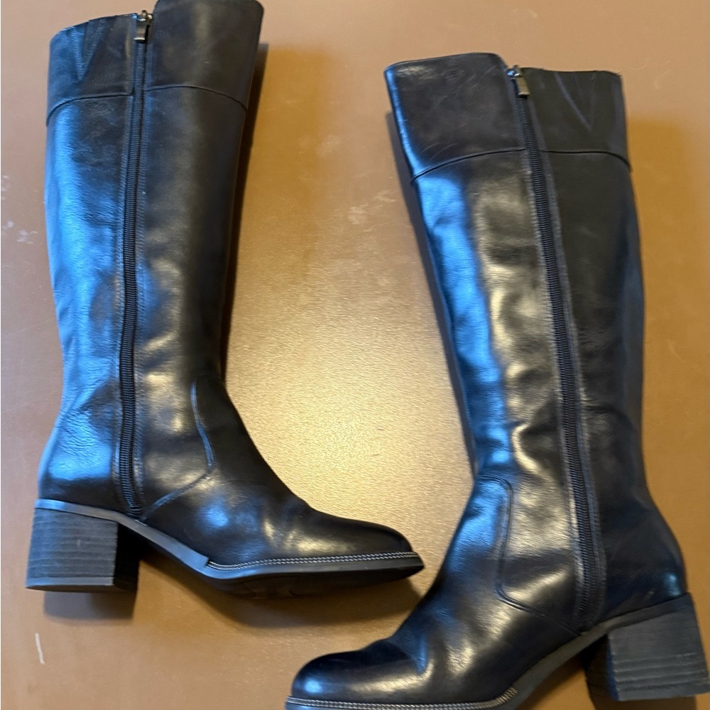 Franco Sarto Black Leather Heeled Boots